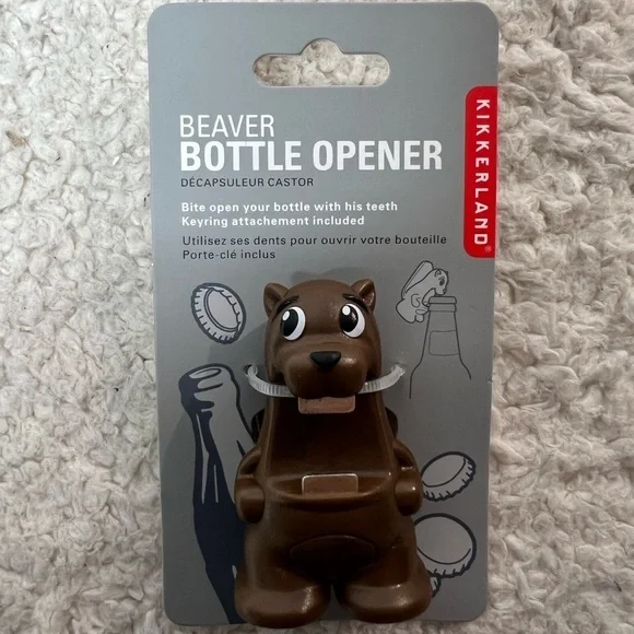 ☀️2/$14☀️Kikkerland Brown Beaver Bottle Opener with Keyring - Picture 1 of 5